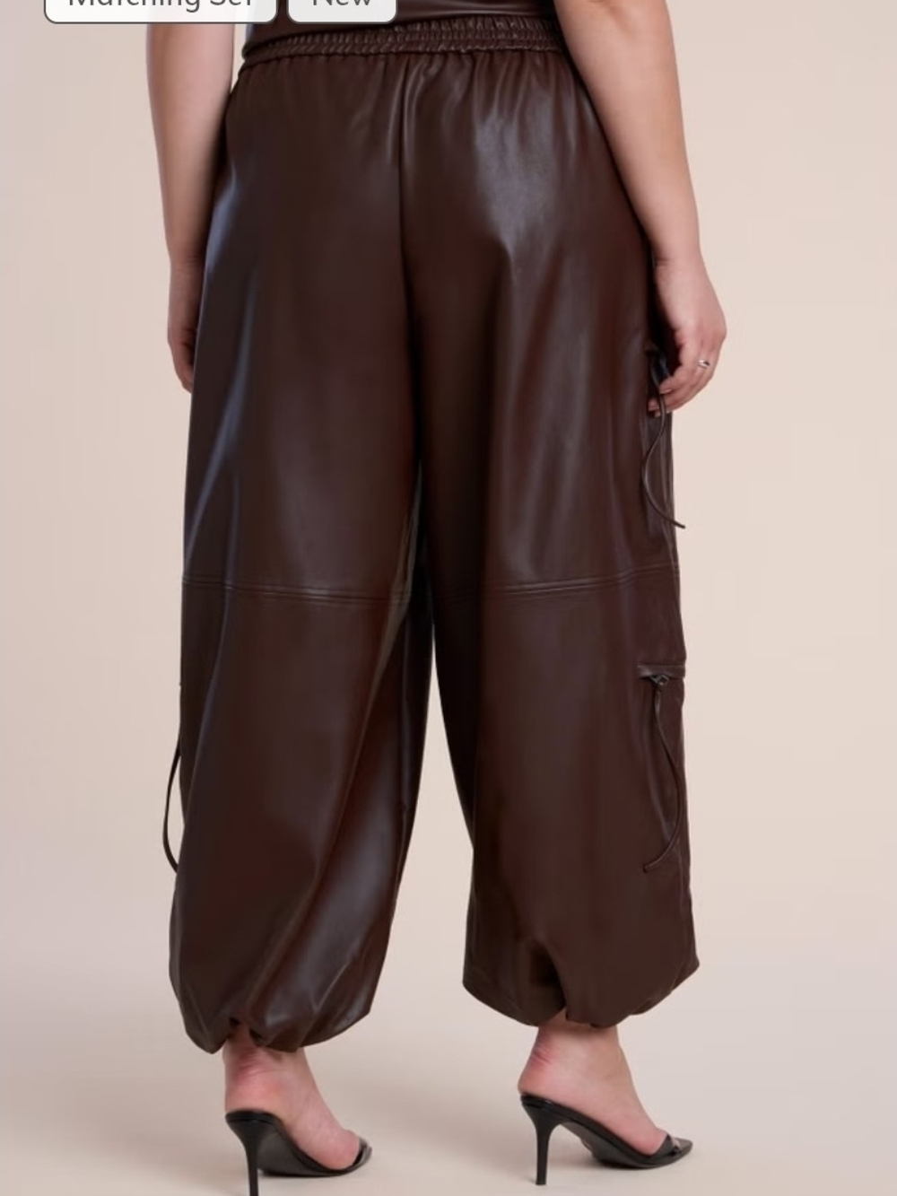 Chocolate Faux-Leather Jogger - Picture 2 of 4